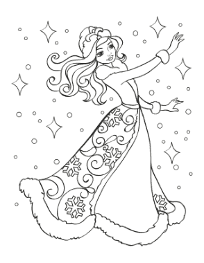 Free Download PDF Books, Winter Snow Princess Coloring Templat