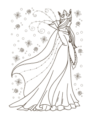 Free Download PDF Books, Winter Snow Queen Coloring Templat