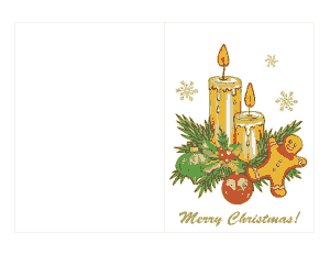 Free Download PDF Books, Christmas Candles Gingerbread Bauble Merry Card Template