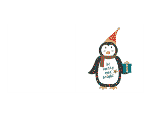 Free Download PDF Books, Christmas Cute Penguin Gift Card Template