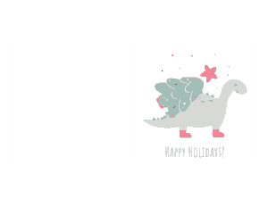 Free Download PDF Books, Christmas Happy Holidays Dinosaur Tree Card Template