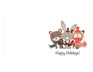 Free Download PDF Books, Christmas Happy Holidays Woodland Animals Card Template