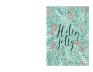 Free Download PDF Books, Christmas Holly Jolly Green Botanical Card Template