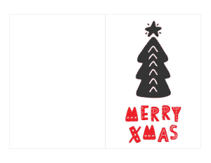 Free Download PDF Books, Christmas Merry Xmas Tree Black Red Card Template