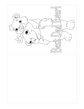 Free Download PDF Books, Cute Bear Cub To Color Fathers Day Cards Template