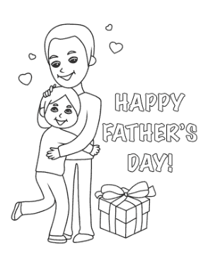 Free Download PDF Books, Father Daughter Hug Fathers Day Coloring Template