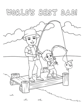 Free Download PDF Books, Father Son Fishing Fathers Day Coloring Template