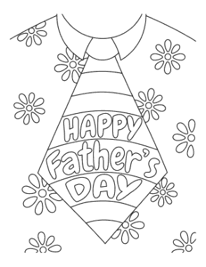 Free Download PDF Books, Flower Shirt Tie Fathers Day Coloring Template