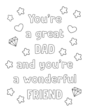Free Download PDF Books, Great Wonderful Dad Friend Fathers Day Coloring Template