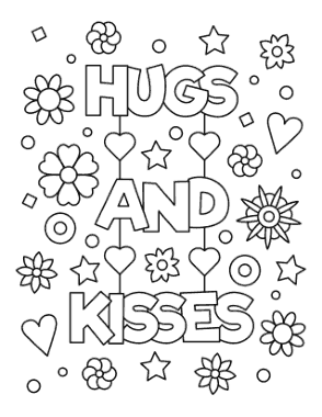 Free Download PDF Books, Hugs And Kisses Fathers Day Coloring Template