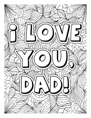 Free Download PDF Books, I Love You Dad For Adults Fathers Day Coloring Template