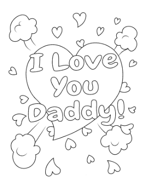 Free Download PDF Books, I Love You Daddy Hearts Fathers Day Coloring Template