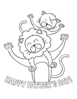Free Download PDF Books, Lion Cub Fathers Day Coloring Template