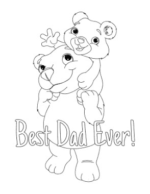 Free Download PDF Books, Papa Baby Bear Fathers Day Coloring Template