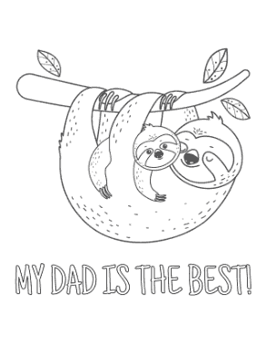 Free Download PDF Books, Sloths Best Dad Fathers Day Coloring Template