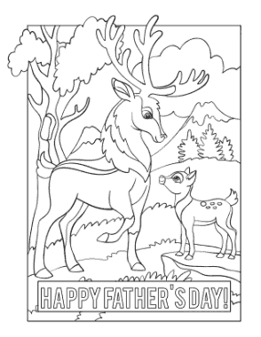 Free Download PDF Books, Stag Fawn Fathers Day Coloring Template