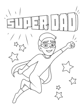 Free Download PDF Books, Super Dad Flying Fathers Day Coloring Template