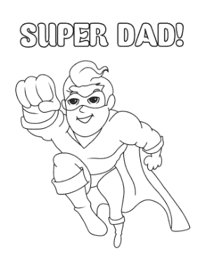 Free Download PDF Books, Superhero Dad Flying Fathers Day Coloring Template