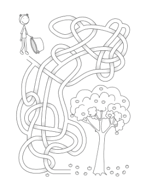 Free Download PDF Books, Apple Maze Autumn and Fall Coloring Template