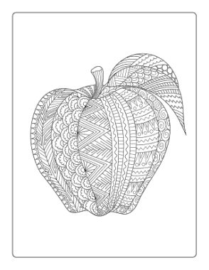 Free Download PDF Books, Apple Zentangle For Adults Autumn and Fall Coloring Template