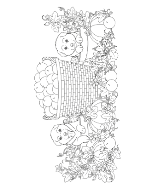 Free Download PDF Books, Cute Dogs Apple Pumpkin Harvest Autumn and Fall Coloring Template