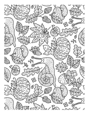 Free Download PDF Books, Cute Fall Doodle Snail Leaves Mushrooms For Adults Autumn and Fall Coloring Template