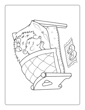Free Download PDF Books, Cute Hedgehog Sleeping For Kids Autumn and Fall Coloring Template