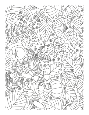 Free Download PDF Books, Doodle For Adults Leaves Mushrooms Grapes Pumpkin Autumn and Fall Coloring Template