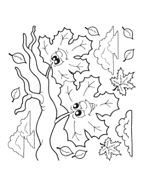 Free Download PDF Books, Falling Leaves For Preschoolers Autumn and Fall Coloring Template