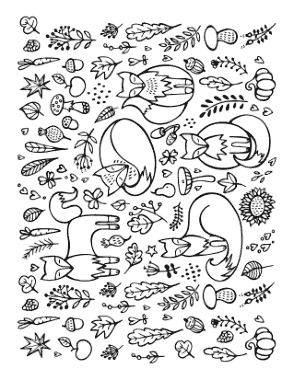 Free Download PDF Books, Fox Doodle For Adults Autumn and Fall Coloring Template