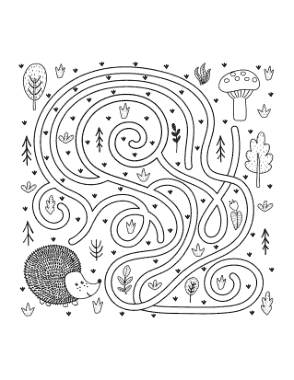 Free Download PDF Books, Hedgehog Find Mushrooms Maze Autumn and Fall Coloring Template