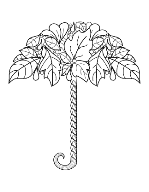 Free Download PDF Books, Leaf Umbrella For Adults Autumn and Fall Coloring Template