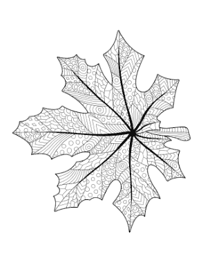 Free Download PDF Books, Maple Leaf Doodle For Adults Autumn and Fall Coloring Template