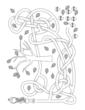 Free Download PDF Books, Mushroom Maze Autumn and Fall Coloring Template