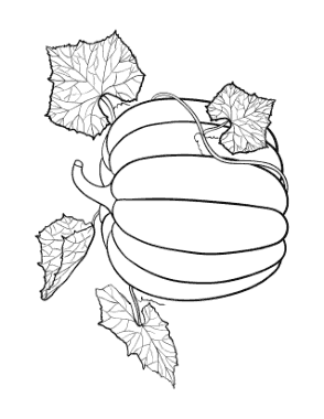Free Download PDF Books, Pumpkin Patterned Vine Leaves Autumn and Fall Coloring Template
