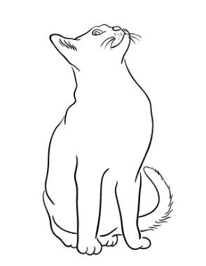 Free Download PDF Books, Cat Outline Looking Up Cat Coloring Template