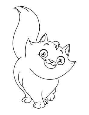 Free Download PDF Books, Cute Fluffy Cat Tail In Air Cat Coloring Template