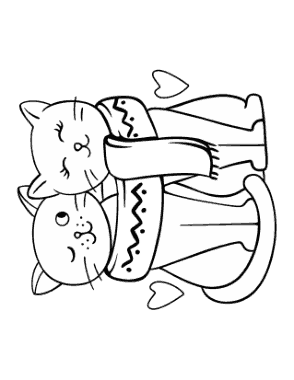 Free Download PDF Books, Cute Pair Cats In Love Cat Coloring Template