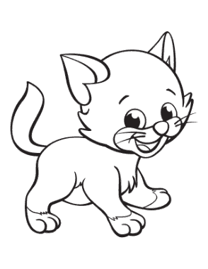 Free Download PDF Books, Farm Cute Cartoon Kitten Cat Coloring Template