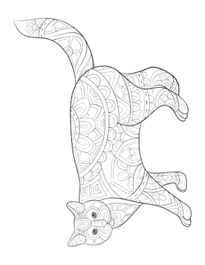 Free Download PDF Books, Patterned Walking Cat Coloring Template