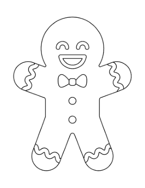 Free Download PDF Books, Gingerbread Man Cute Icing Large Coloring Template