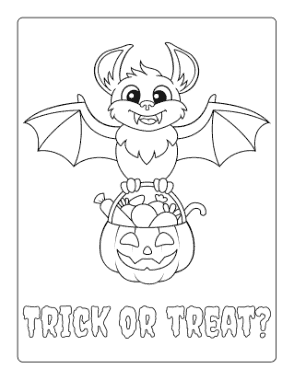Free Download PDF Books, Halloween Bat Pumpkin Trick Or Treat Coloring Template