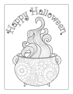 Free Download PDF Books, Halloween Cauldron Vapor Intricate Coloring Template