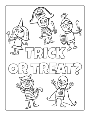 Free Download PDF Books, Halloween Costumes Coloring Template