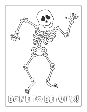 Free Download PDF Books, Halloween Dancing Skeleton Bones Coloring Template