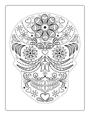 Free Download PDF Books, Halloween Day Of Dead Sugar Skull Adult Coloring Template