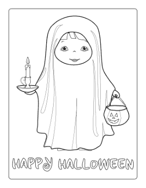 Free Download PDF Books, Halloween Ghost Trick Treat Costume Coloring Template