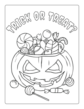 Free Download PDF Books, Halloween Jack O Lantern Candy Trick Treat Coloring Template