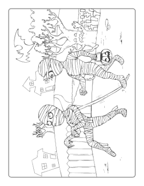 Free Download PDF Books, Halloween Mummy Trick Treat Coloring Template