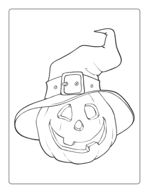 Free Download PDF Books, Halloween Pumpkin Witches Hat Coloring Template
